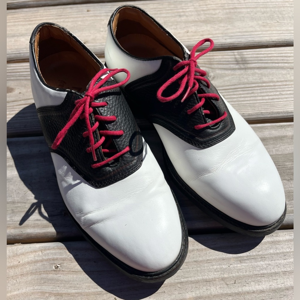 Callaway White and Black Saddle Oxford Golf Shoes